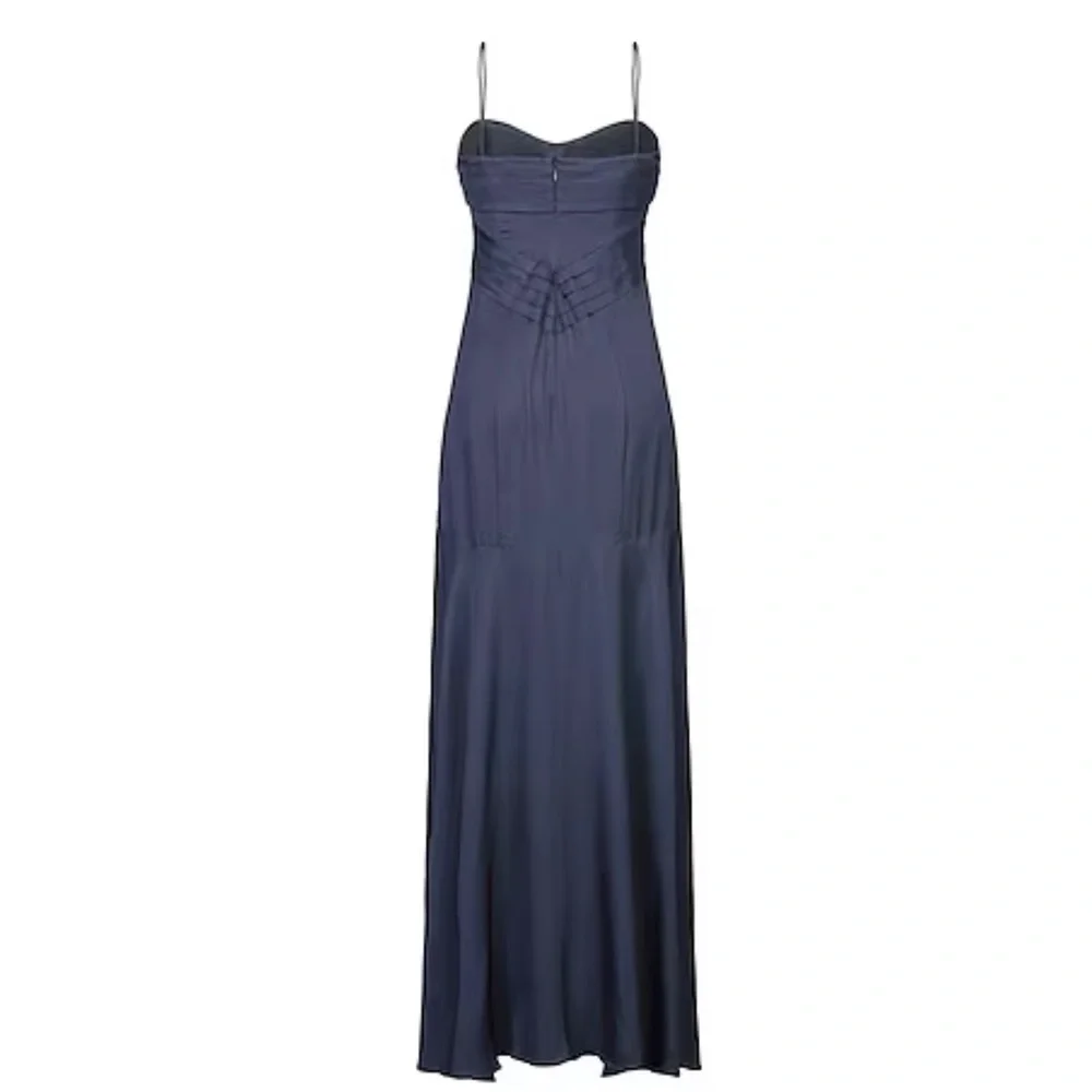 Patrizia Pepe $807 Sera Navy Blue Abito Maxi Dress Formal Luxury Made Italy Silk